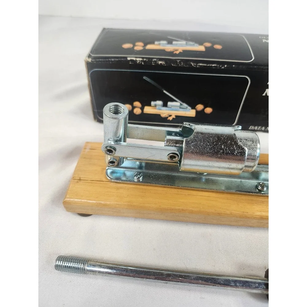 Vintage Deluxe Nut Cracker Machine Wood Base Adjustable Heavy Duty Chrome 23557